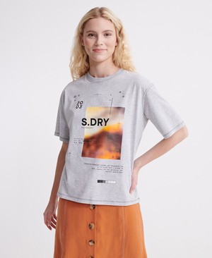 Superdry Alchemy Coded Graphic Női Pólók Szürke | JPICA6294